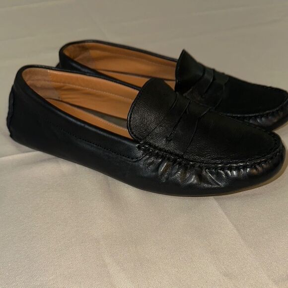 Johnston & Murphy Black Leather Loafers Moccasin-Style Slip-Ons - Picture 1 of 10